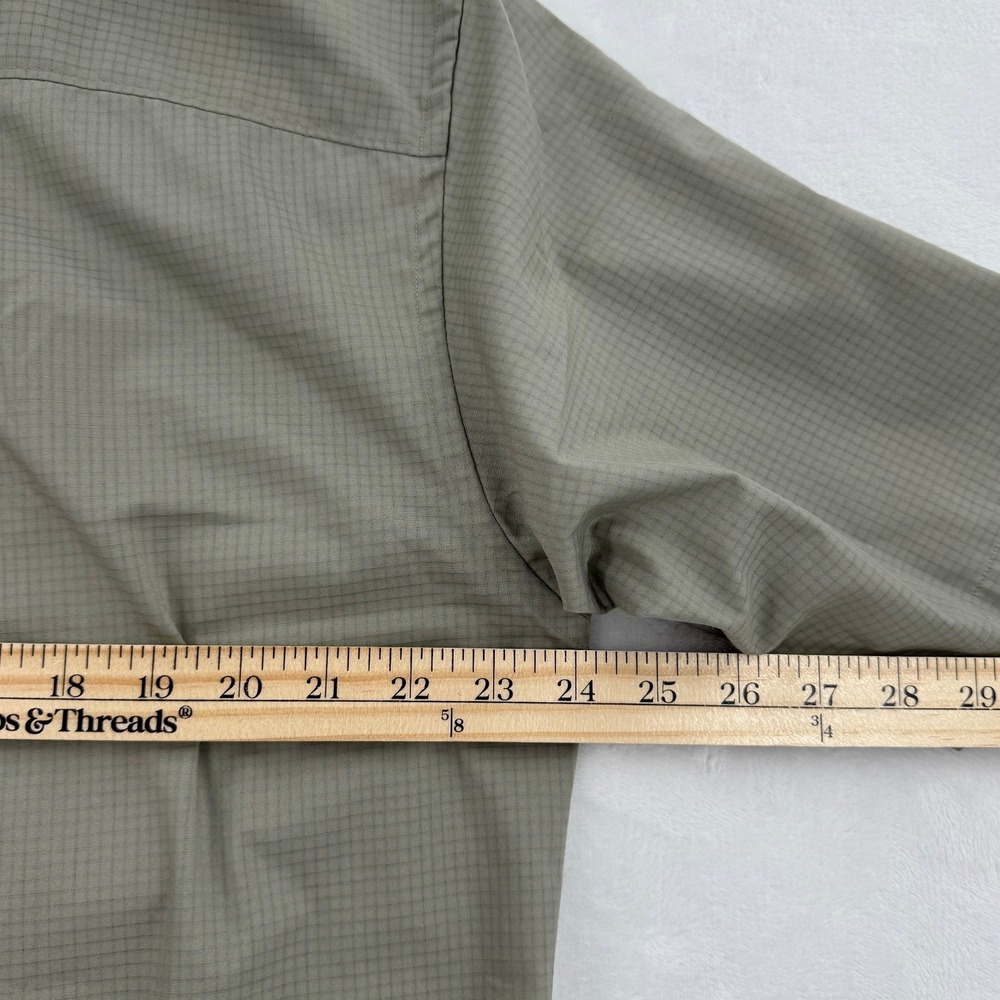 Uniqlo U Button Up Shirt Mens Small Olive Green Micro Check Short Sleeve View 5